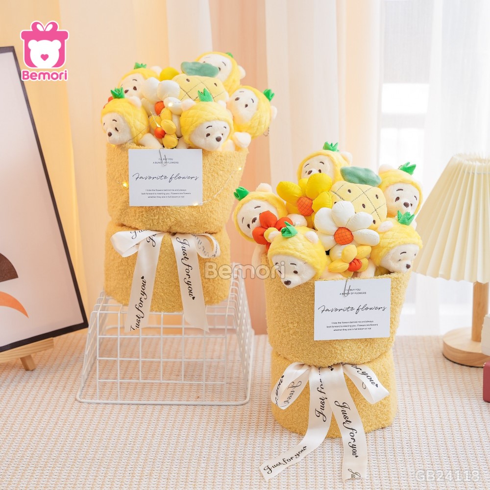 Set Bó Hoa Vải – Pooh Dứa Vàng làm đồ trang trí xinh xắn