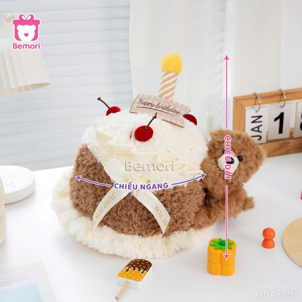 Cách đo kích thước của Gấu Bông Bánh Sinh Nhật Gấu Cherry