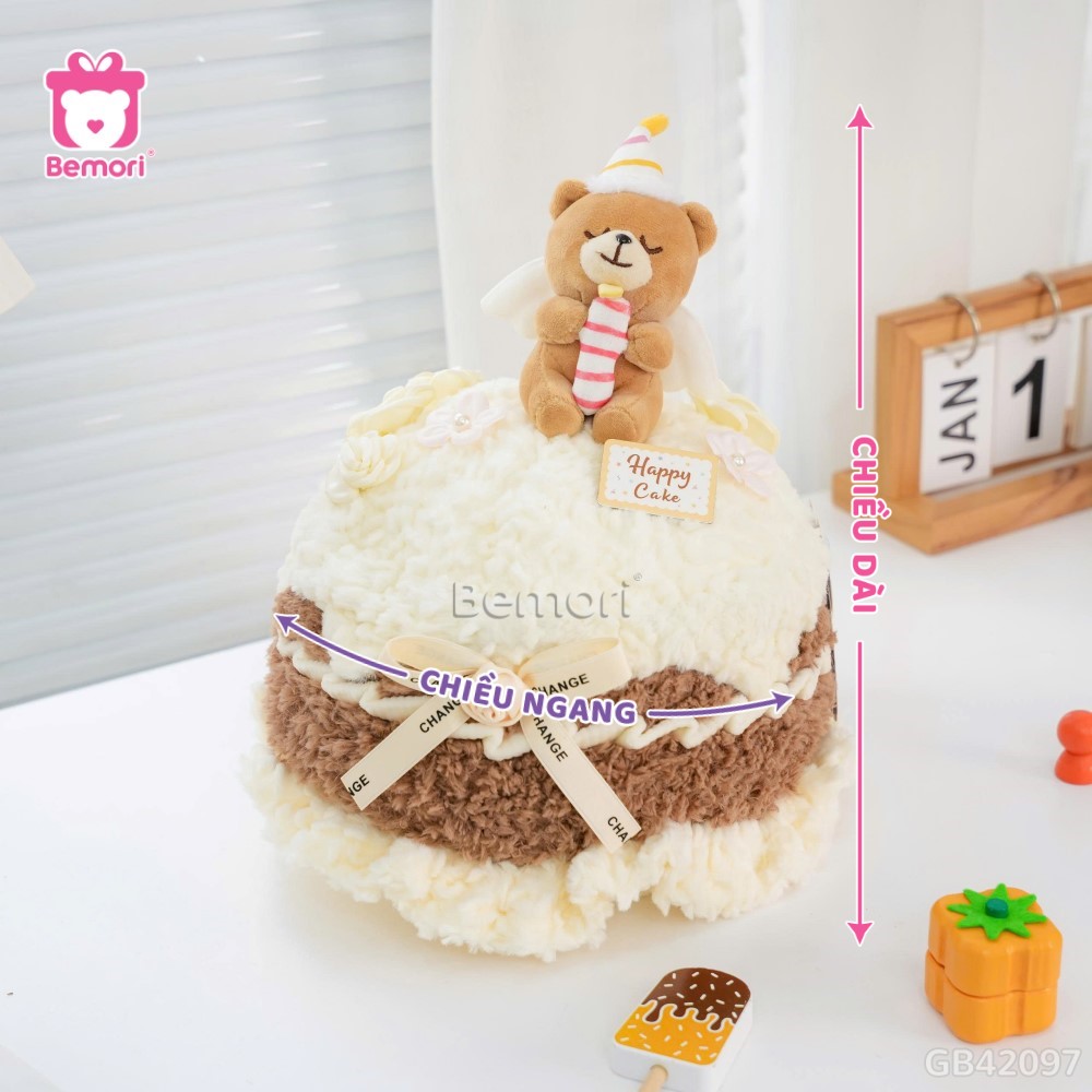 Cách đo kích thước của Bánh Sinh Nhật Gấu Ôm Nến
