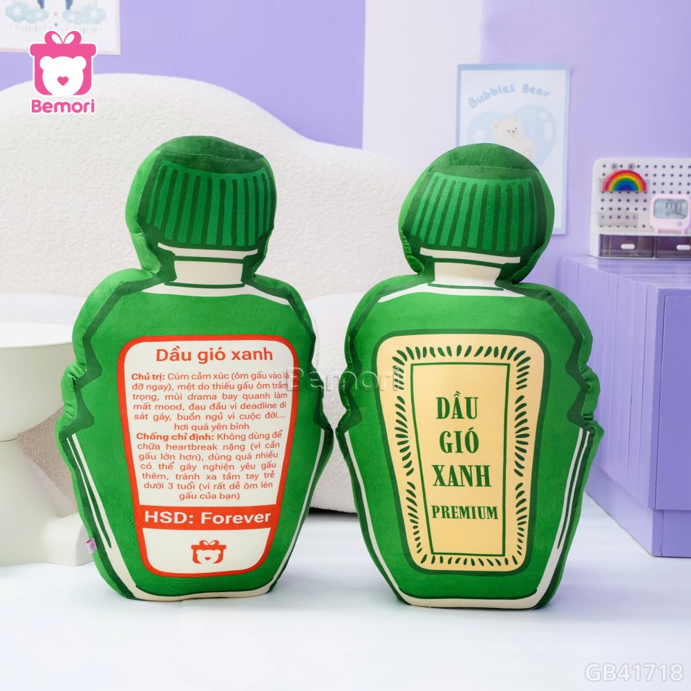 Hai mặt thiết kế tinh tế của gấu bông chai dầu gió xanh