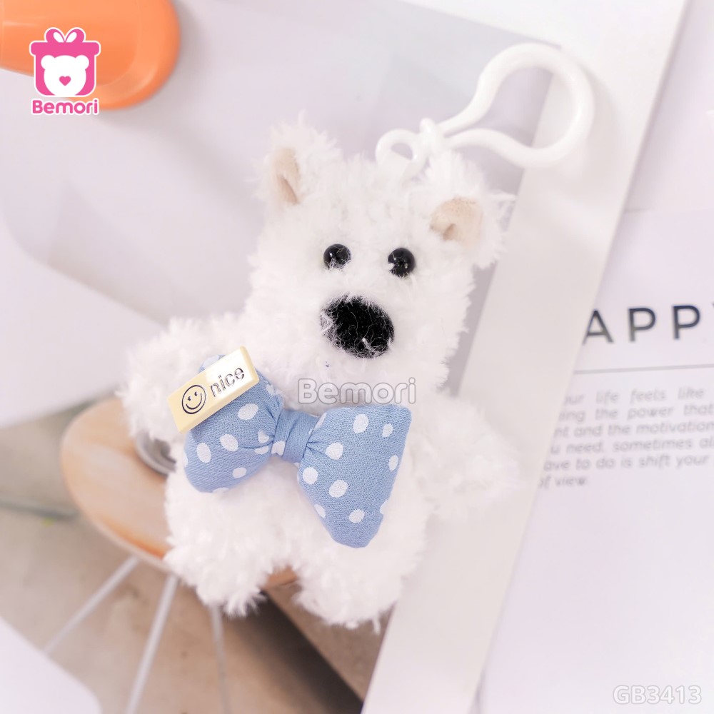 Móc Khóa Chó Puppy Đeo Nơ - Xanh Dương