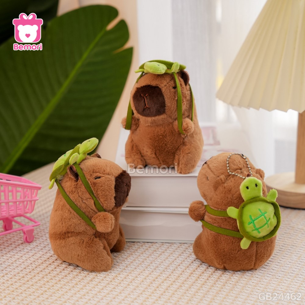 Móc Khóa Gấu Bông Capybara 12cm Đeo Túi Rùa