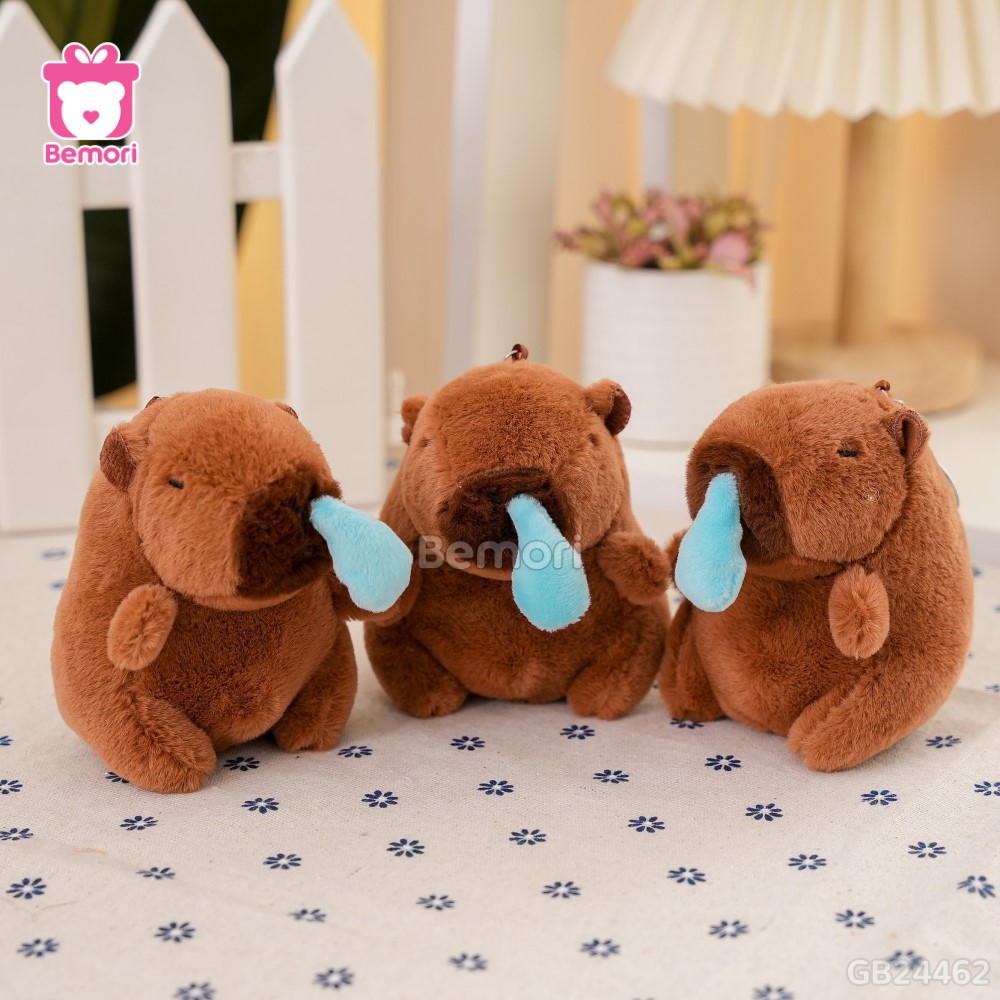 Móc Khóa Gấu Bông Capybara 12cm Nước Mũi