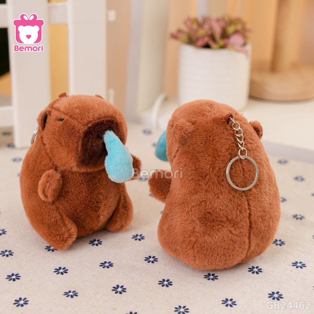 Móc Khóa Gấu Bông Capybara 12cm Nước Mũi