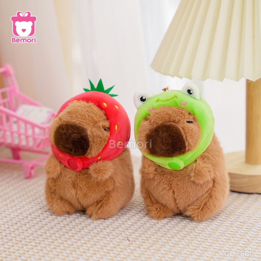 Móc Khóa Gấu Bông Capybara 15cm đội mũ