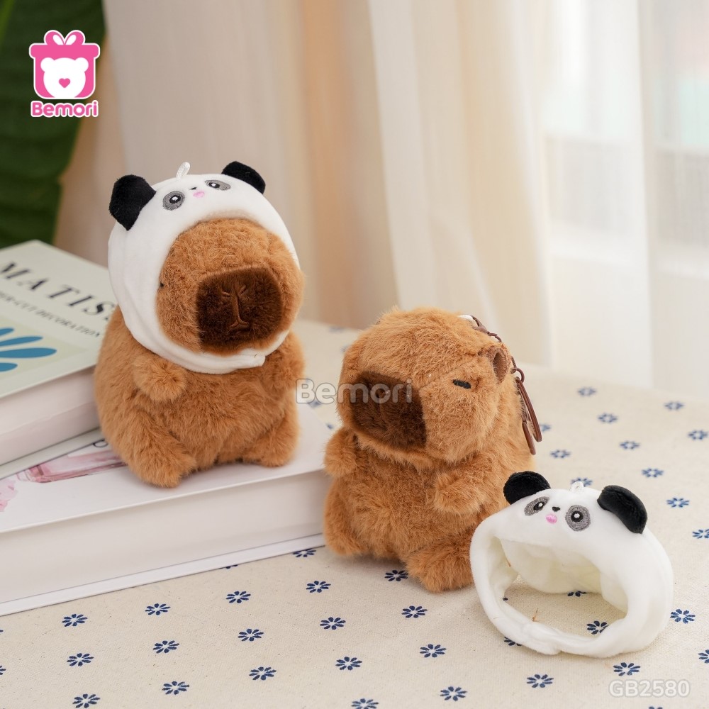 Móc Khóa Gấu Bông Capybara 15cm – Gấu Trúc có thể tháo rời mũ