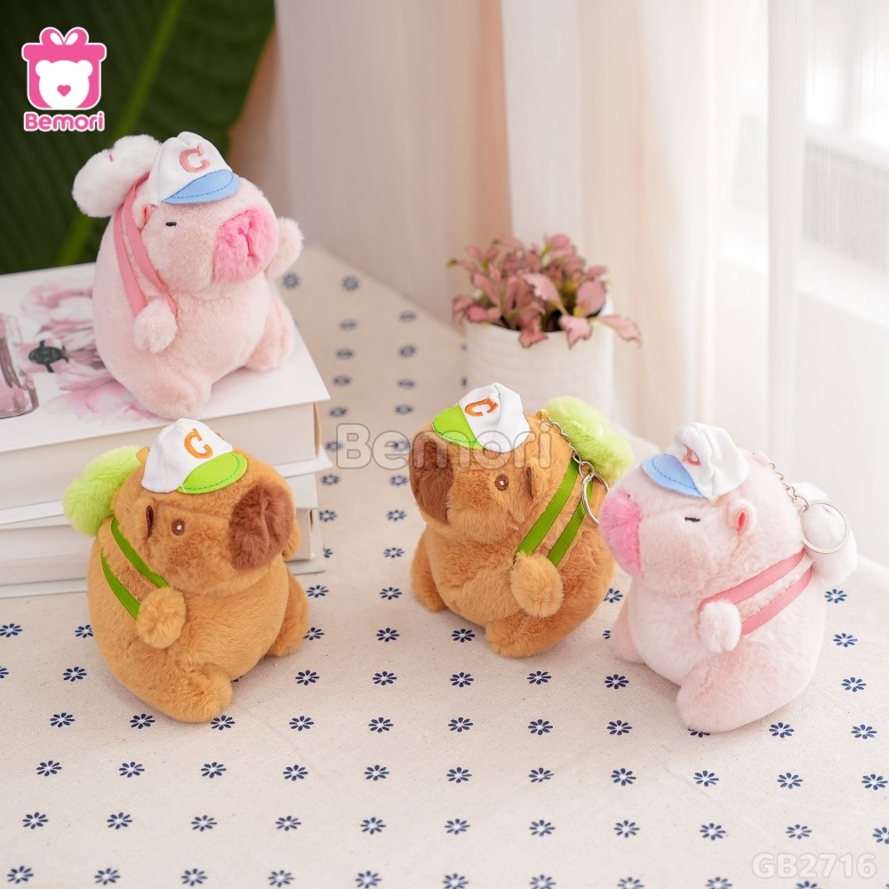 Móc Khóa Gấu Bông Capybara Đeo Balo Bóng