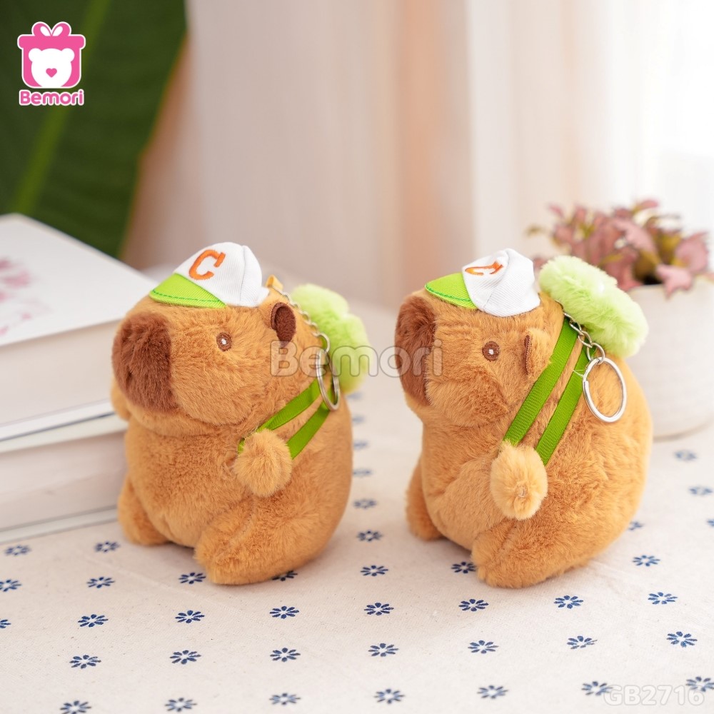 Móc Khóa Gấu Bông Capybara Đeo Balo Bóng – Nâu