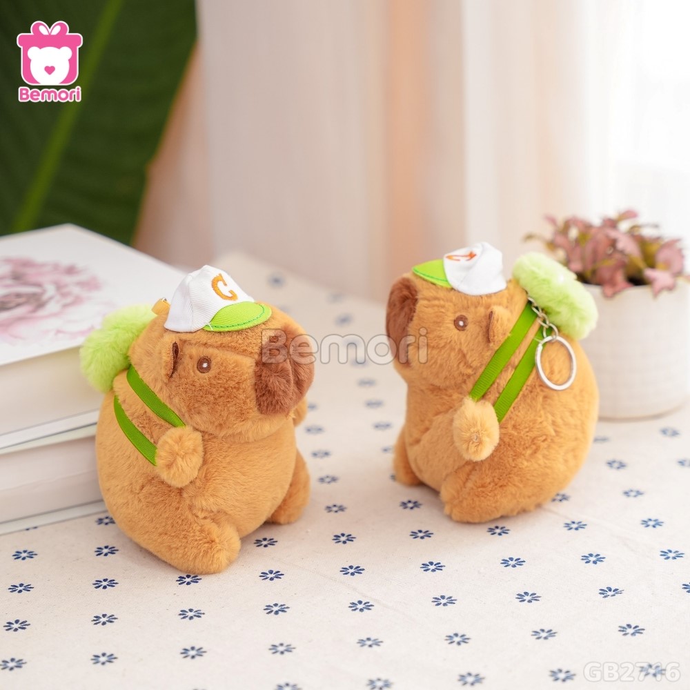 Móc Khóa Gấu Bông Capybara Đeo Balo Bóng – Nâu