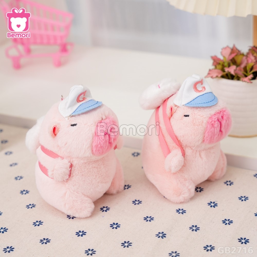 Móc Khóa Gấu Bông Capybara Đeo Balo Bóng – Hồng