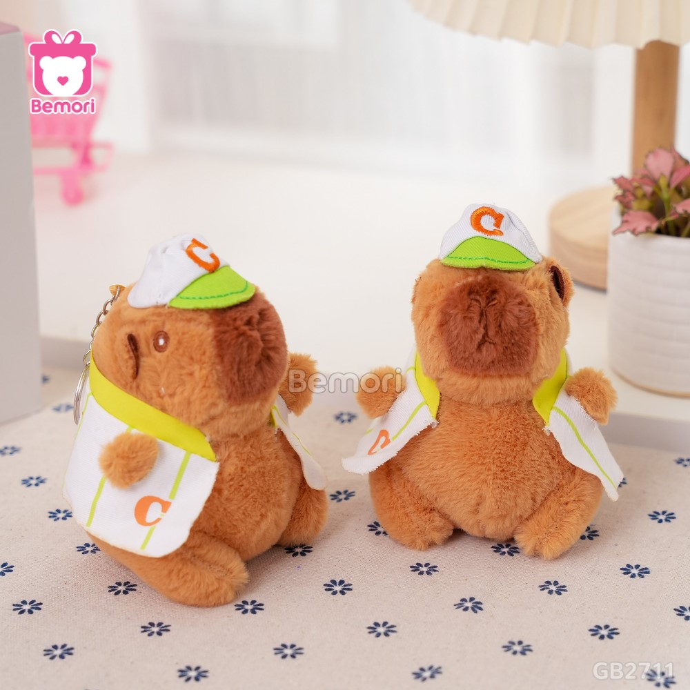 Móc Khóa Gấu Bông Capybara Mặc Áo Đội Mũ