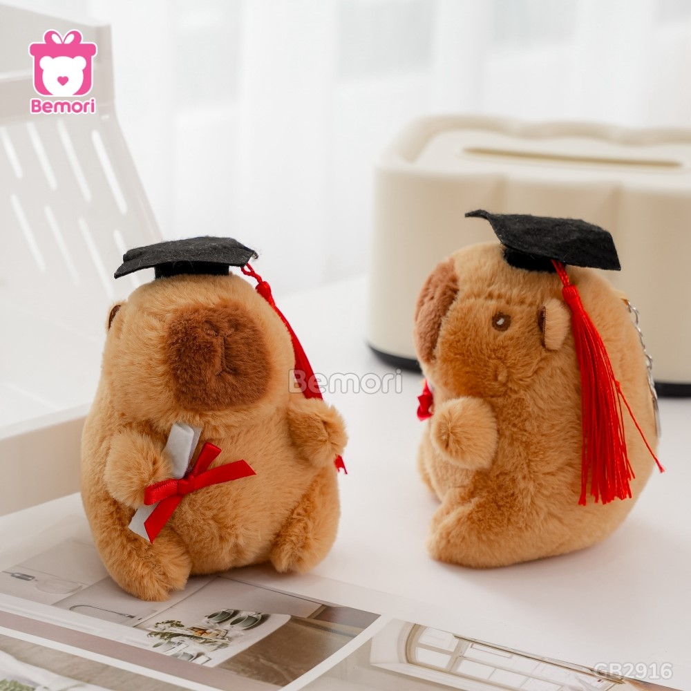 Móc Khóa Gấu Bông Capybara Tốt Nghiệp – Nâu Nhạt