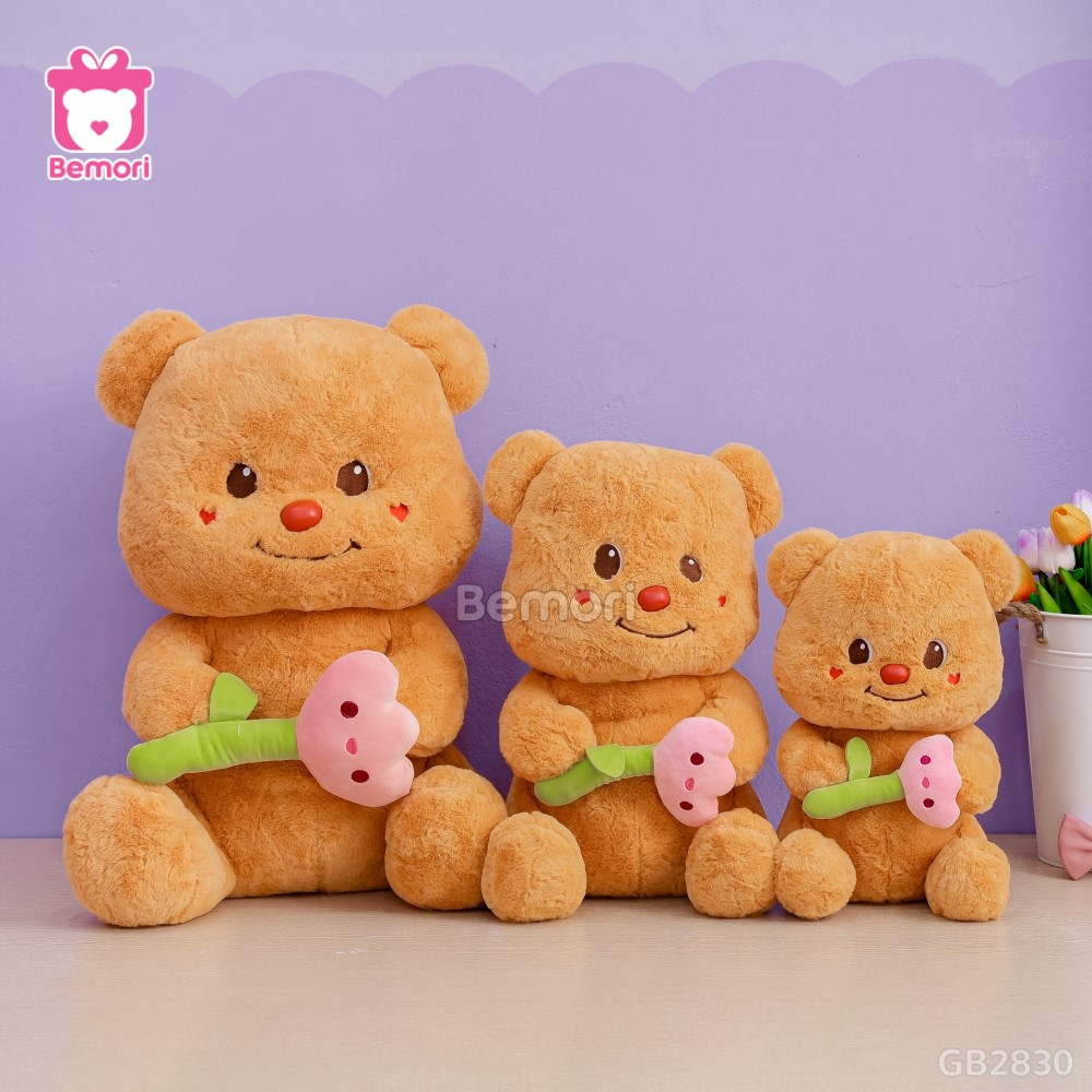 Butter Bear Ngồi Cầm Hoa đa dạng kích thước