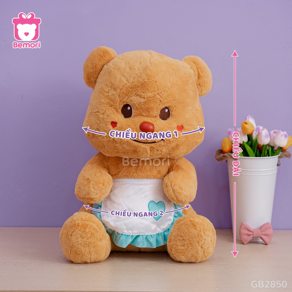 Cách đo kích thước của Butter Bear Ngồi Đeo Yếm