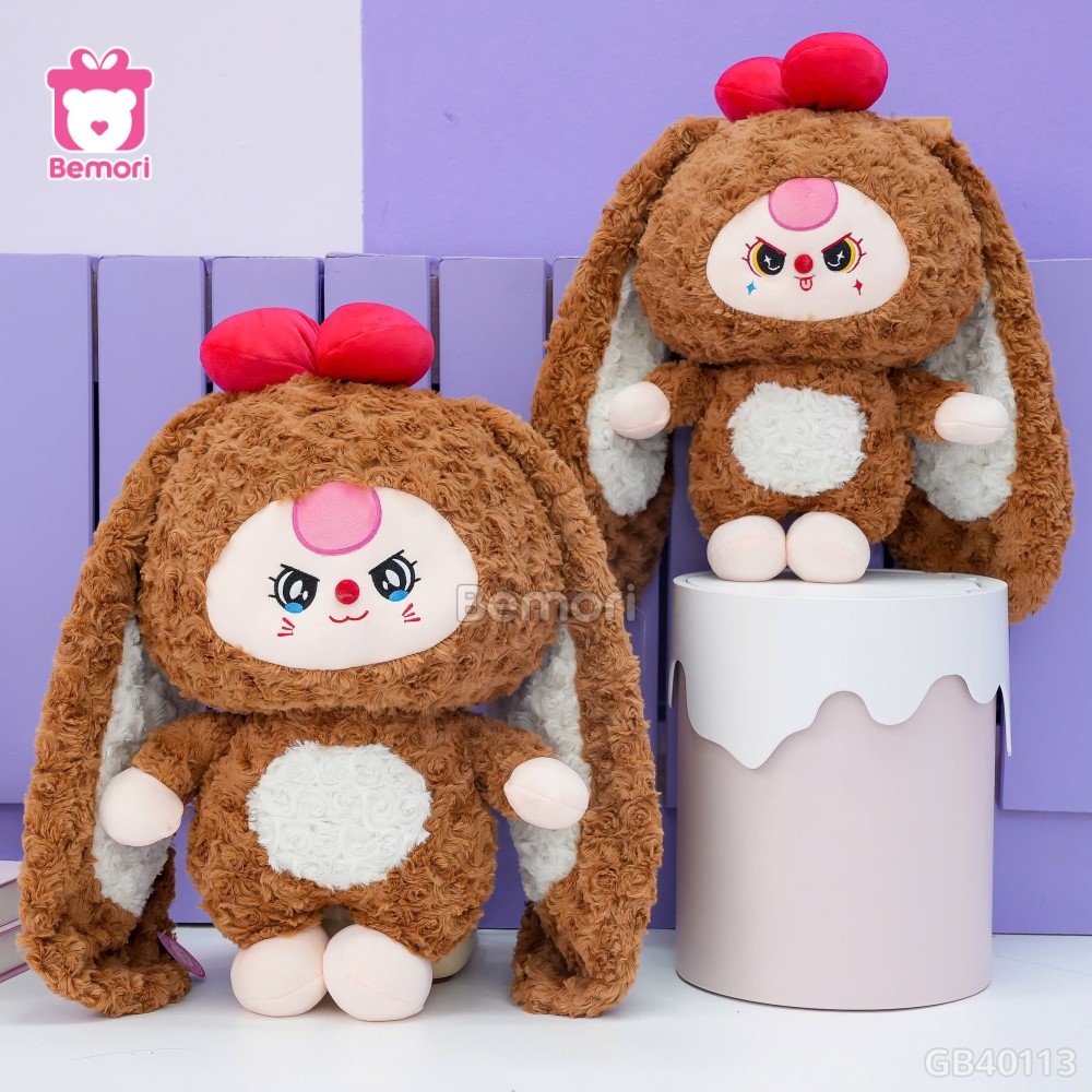 Gấu Bông Baby Three Thỏ Lông Xoắn - Nâu