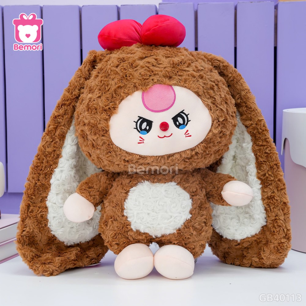 Gấu Bông Baby Three Thỏ Lông Xoắn - Nâu