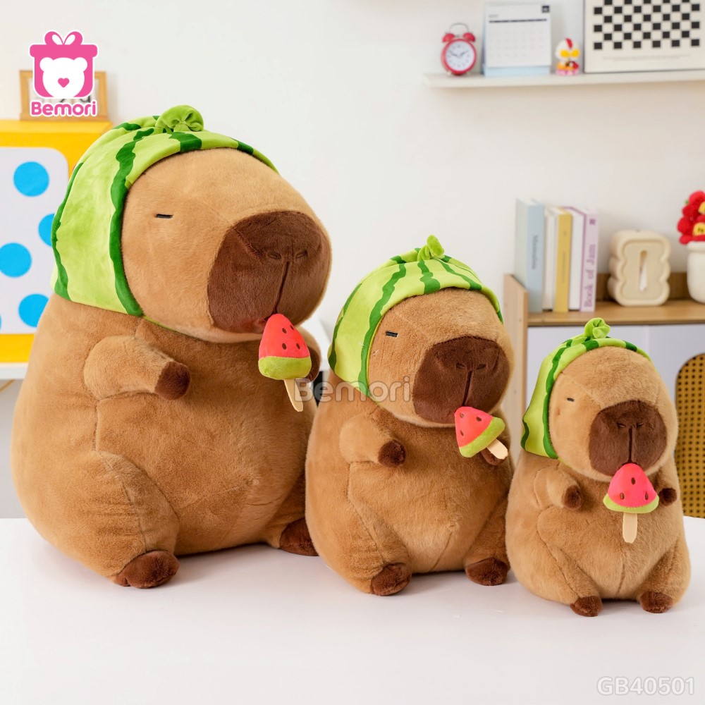Gấu Bông Capybara Dưa Hấu giải khát mùa hè