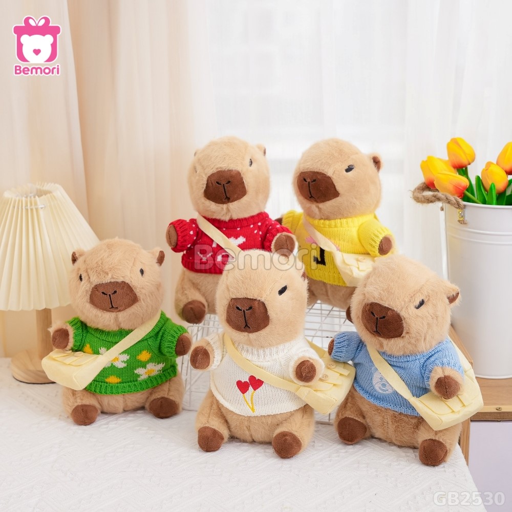 Gấu Bông Capybara Áo Len Đeo Túi