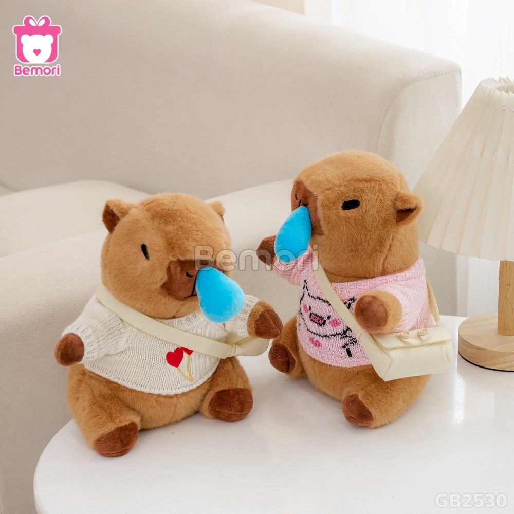 Gấu Bông Capybara Áo Len Đeo Túi – Nước Mũi Rút đa dạng mẫu xinh xắn