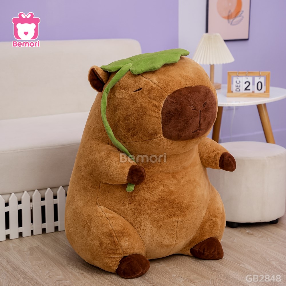 Gấu Bông Capybara Cầm Lá 85cm đủ lớn để ôm trọn vẹn