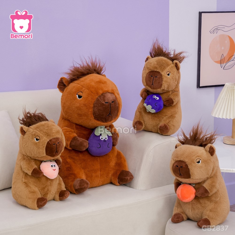 Gấu Bông Capybara Có Tóc Ôm Quả