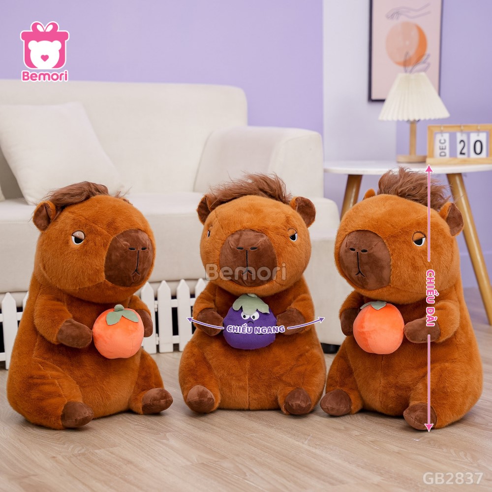 Gấu Bông Capybara Có Tóc Ôm Quả