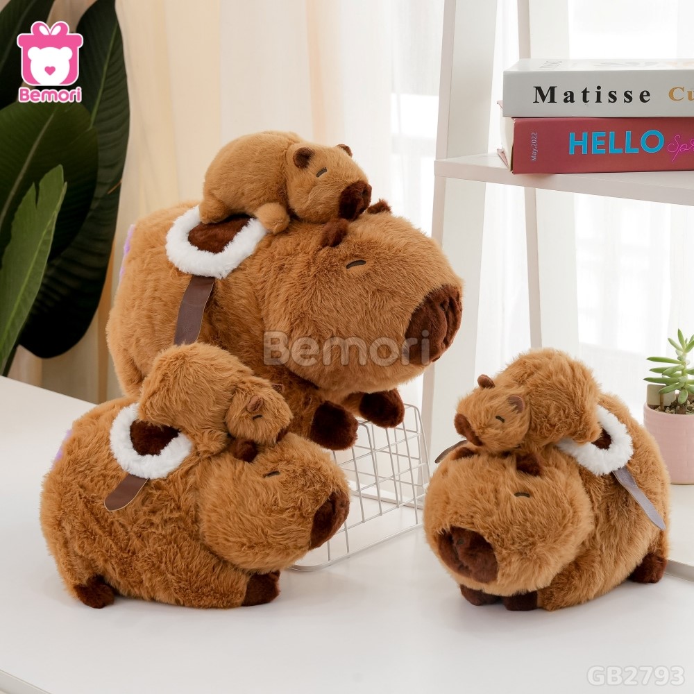 Gấu Bông Capybara Cõng Con Rút Được