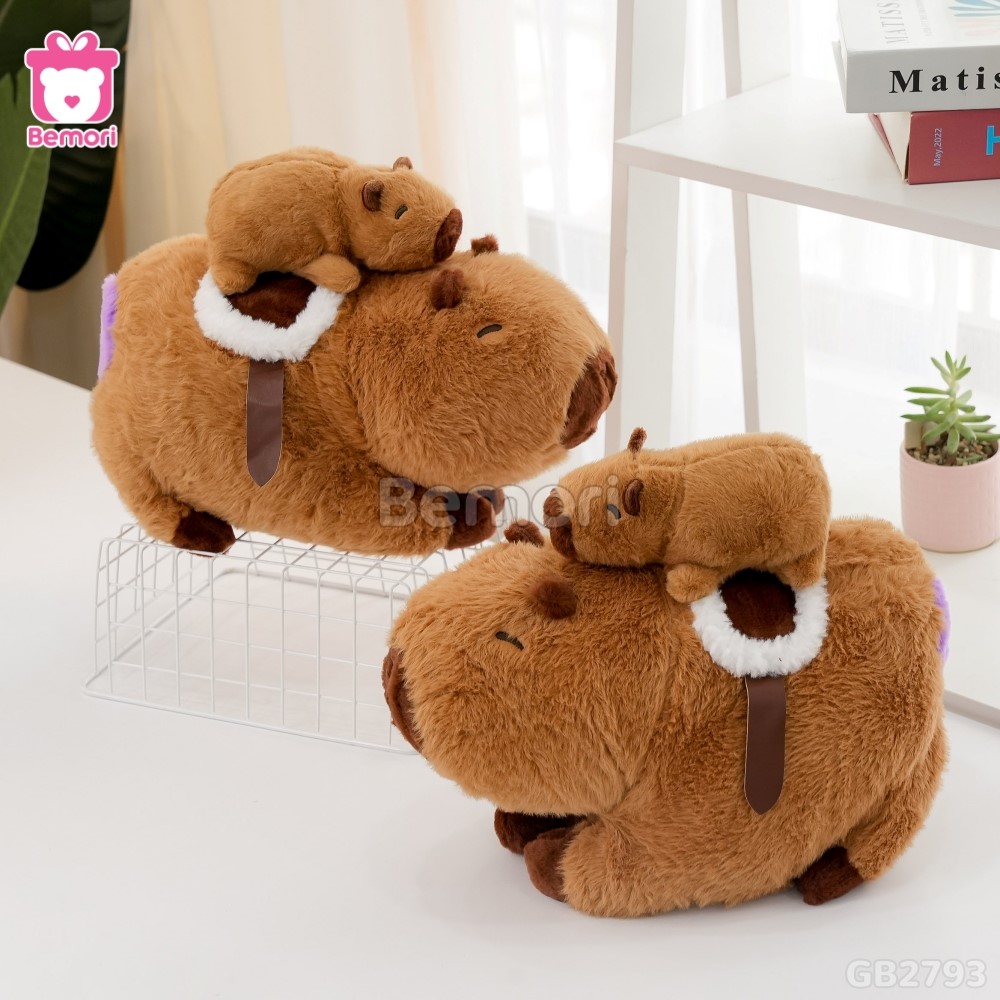 Gấu Bông Capybara Cõng Con Rút Được