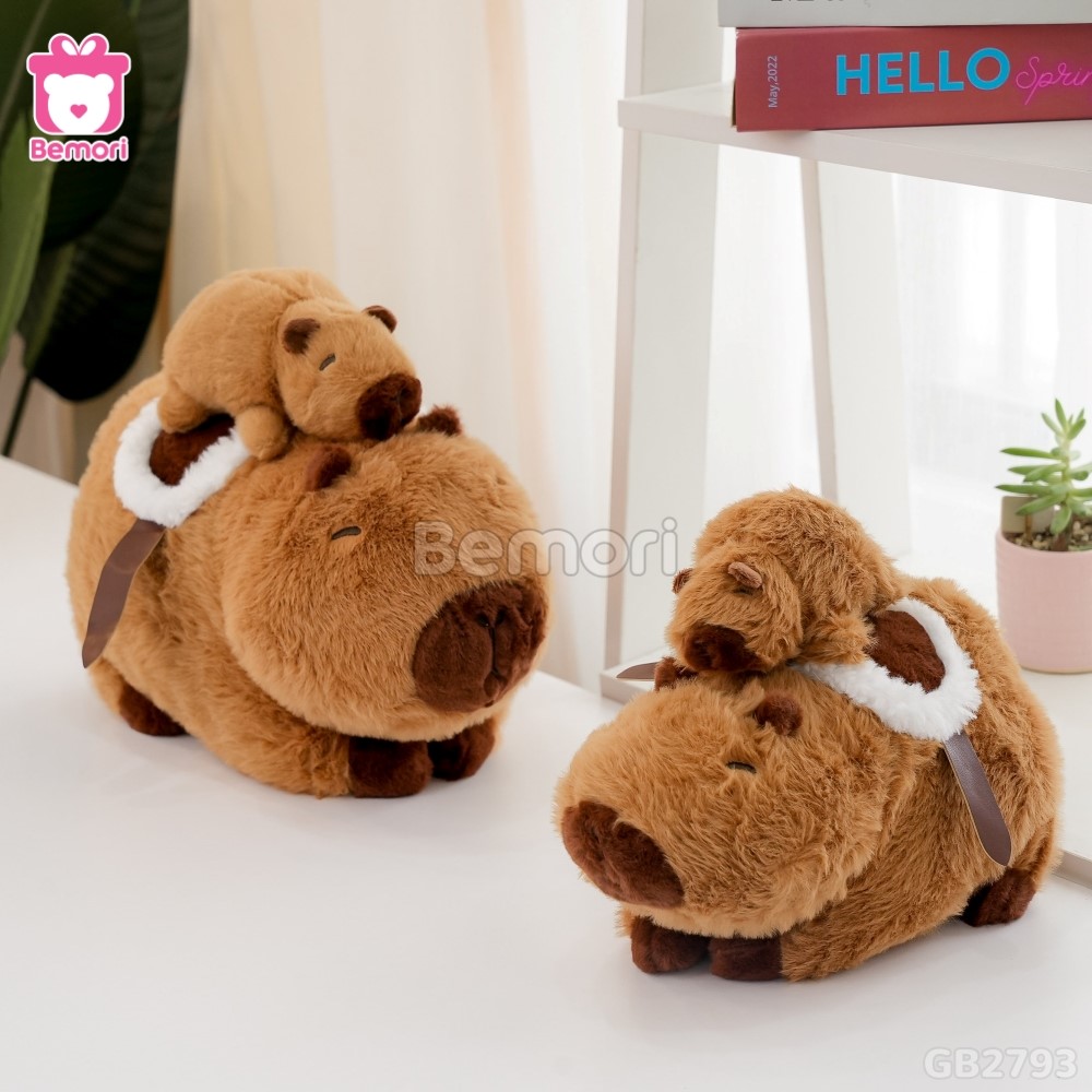 Gấu Bông Capybara Cõng Con Rút Được