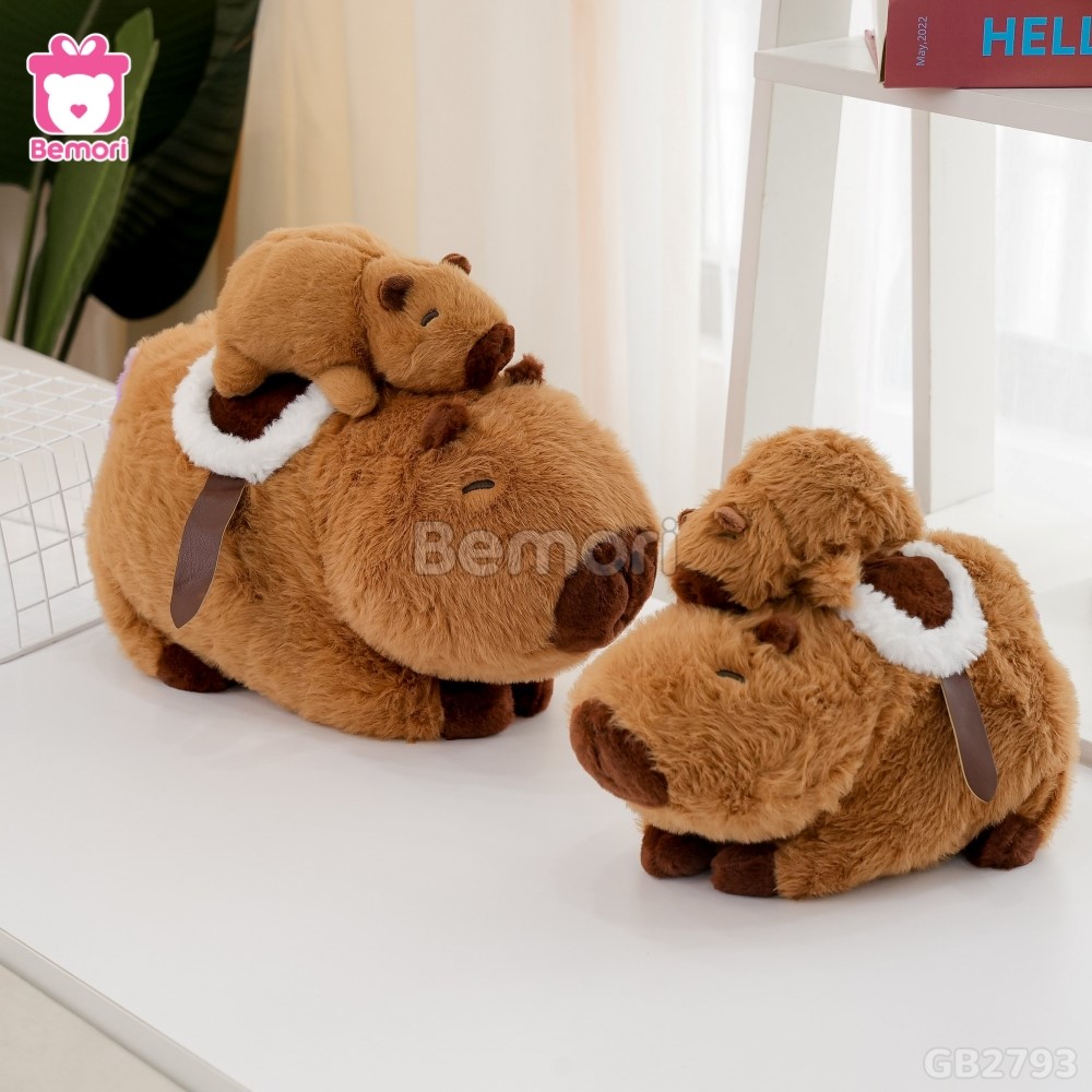 Gấu Bông Capybara Cõng Con Rút Được