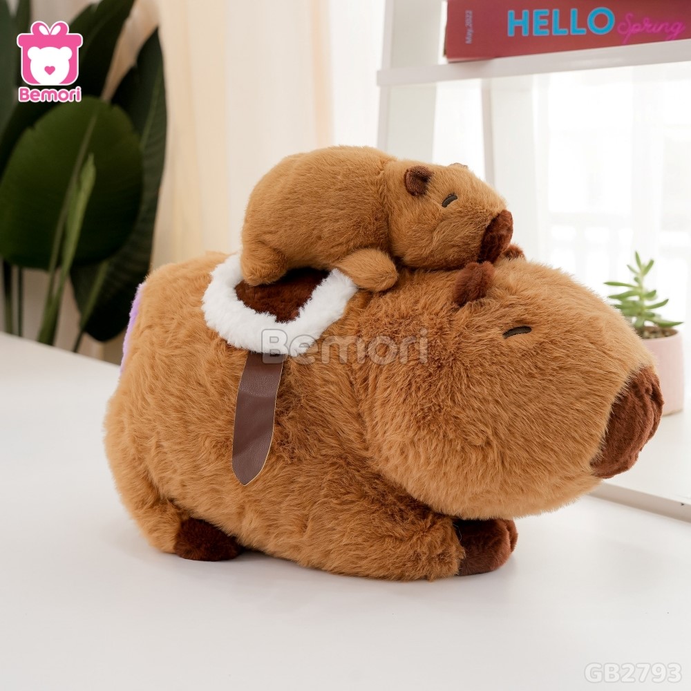 Gấu Bông Capybara Cõng Con Rút Được