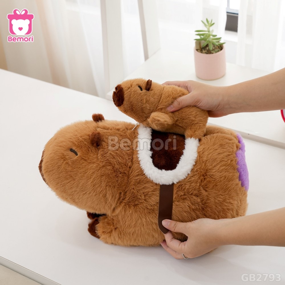 Gấu Bông Capybara Cõng Con Rút Được