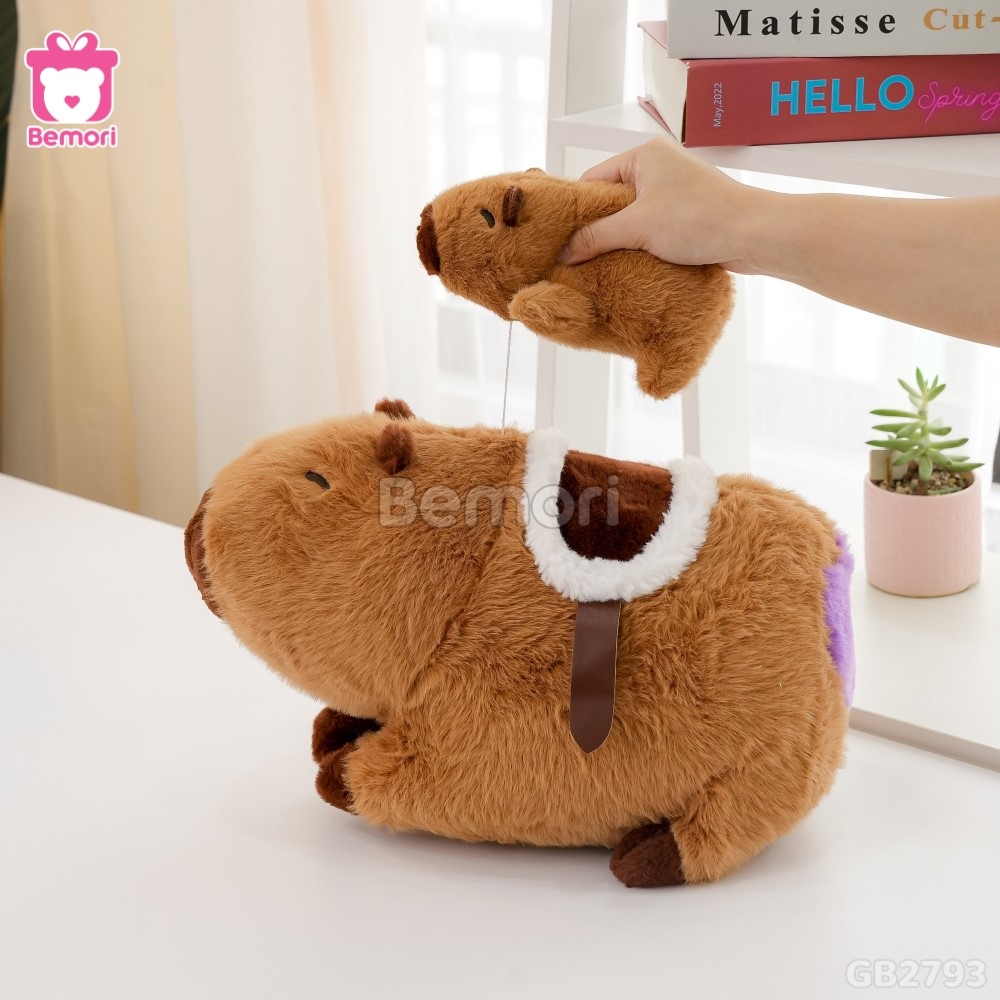 Gấu Bông Capybara Cõng Con Rút Được