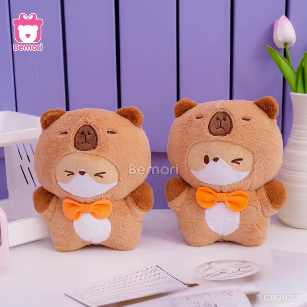 Gấu Bông Capybara Cosplay Corgi Đeo Nơ làm đồ trang trí nhỏ xinh