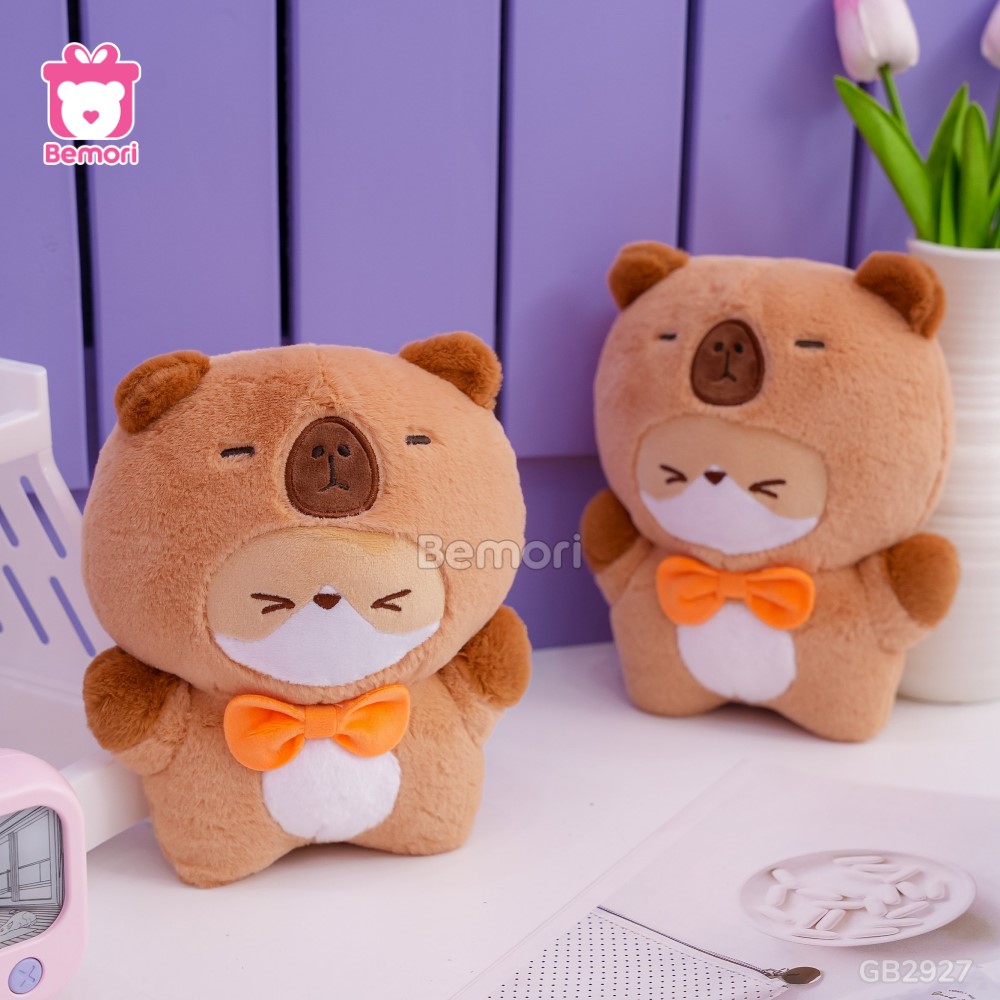 Gấu Bông Capybara Cosplay Corgi Đeo Nơ hai mẫu xinh xắn