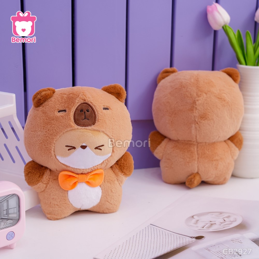 Gấu Bông Capybara Cosplay Corgi Đeo Nơ mềm mại, dễ thương