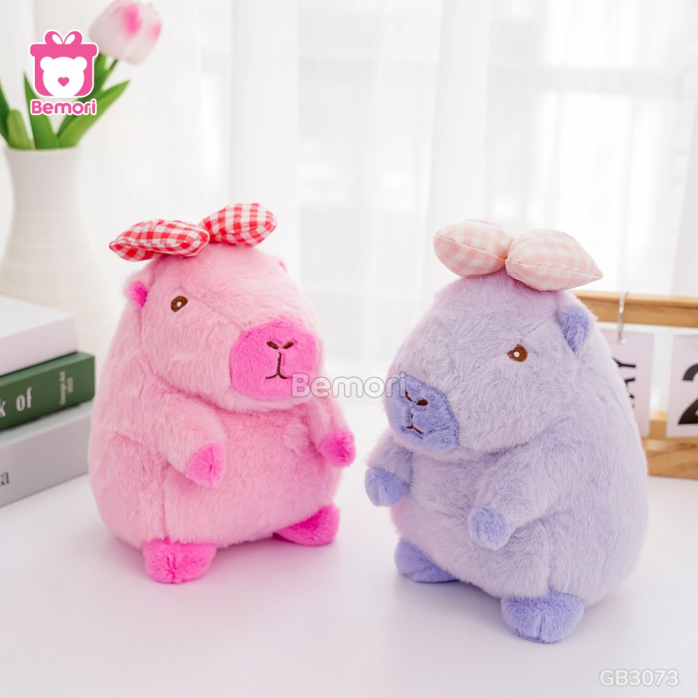 Bộ đôi Gấu Bông Capybara Đeo Nơ Kẻ ngọt ngào