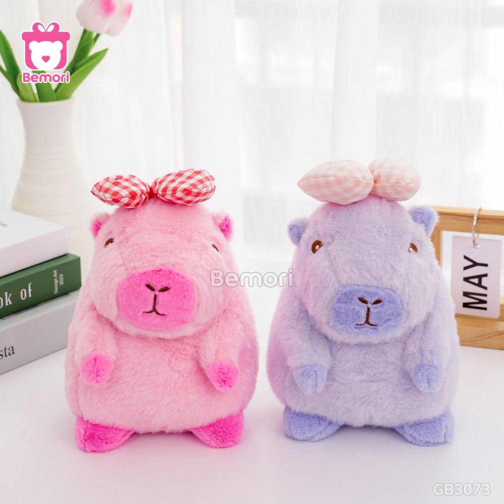 Gấu Bông Capybara Đeo Nơ Kẻ dễ thương
