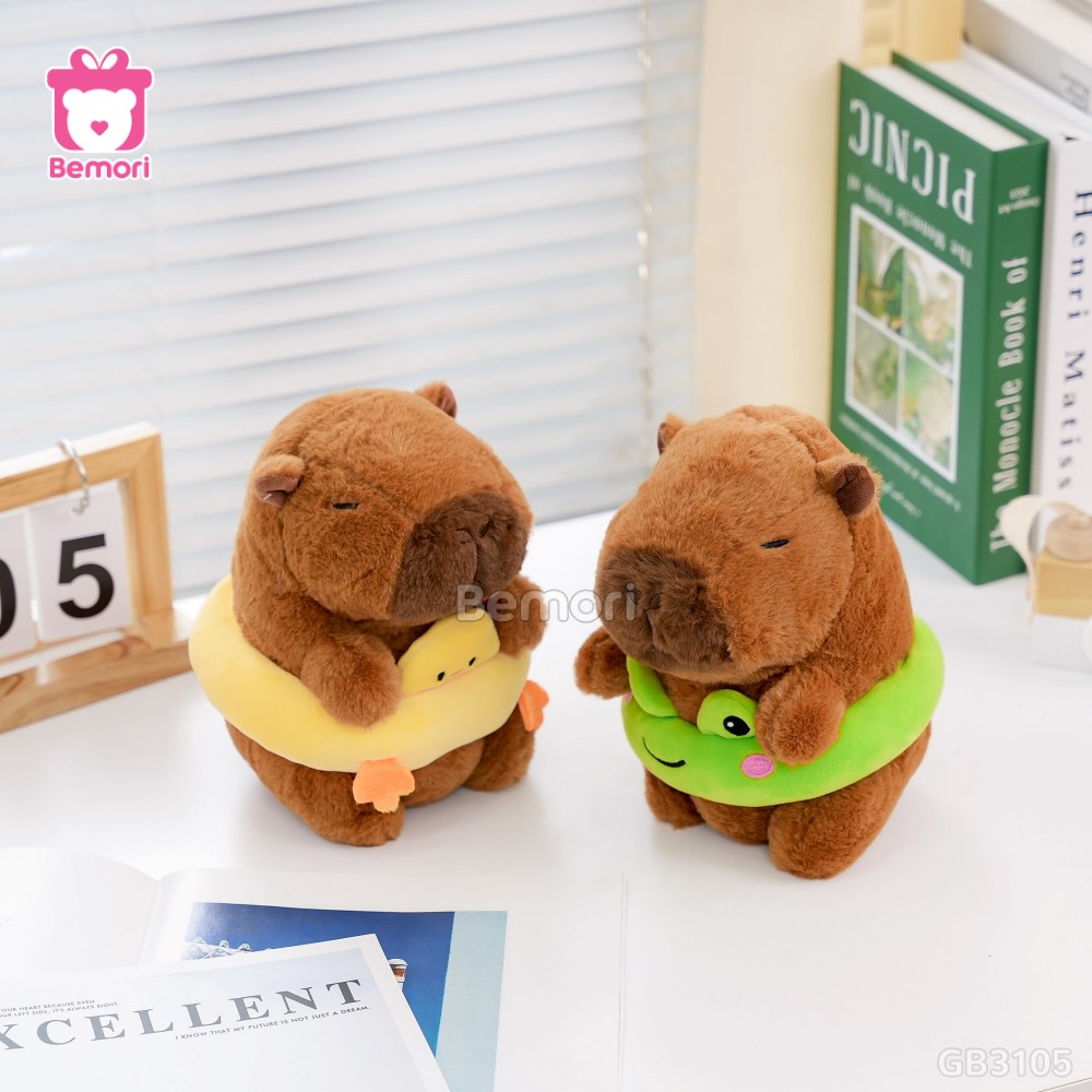 Gấu Bông Capybara Đeo Phao Nhỏ lông mềm mịn