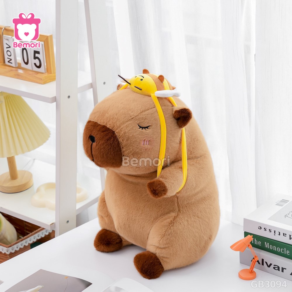 Gấu Bông Capybara Đeo Túi Ong lông mềm mại