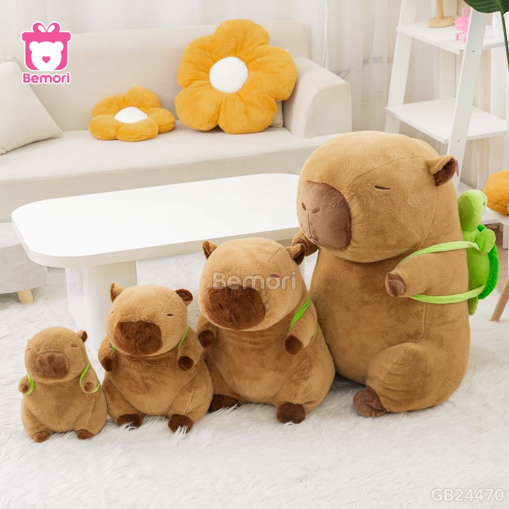 Gấu Bông Capybara Đeo Túi Rùa thích hợp làm đồ trang trí phòng khách