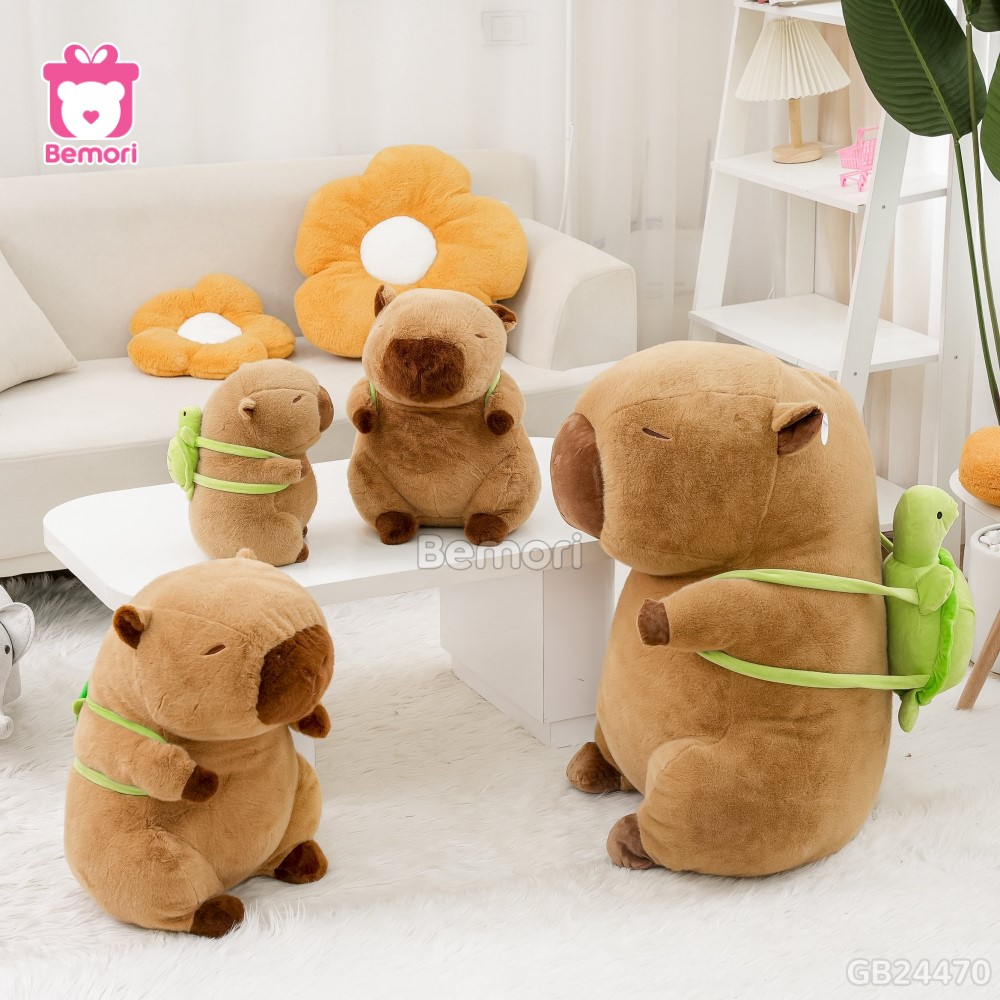 Gấu Bông Capybara Đeo Túi Rùa lông mềm mịn