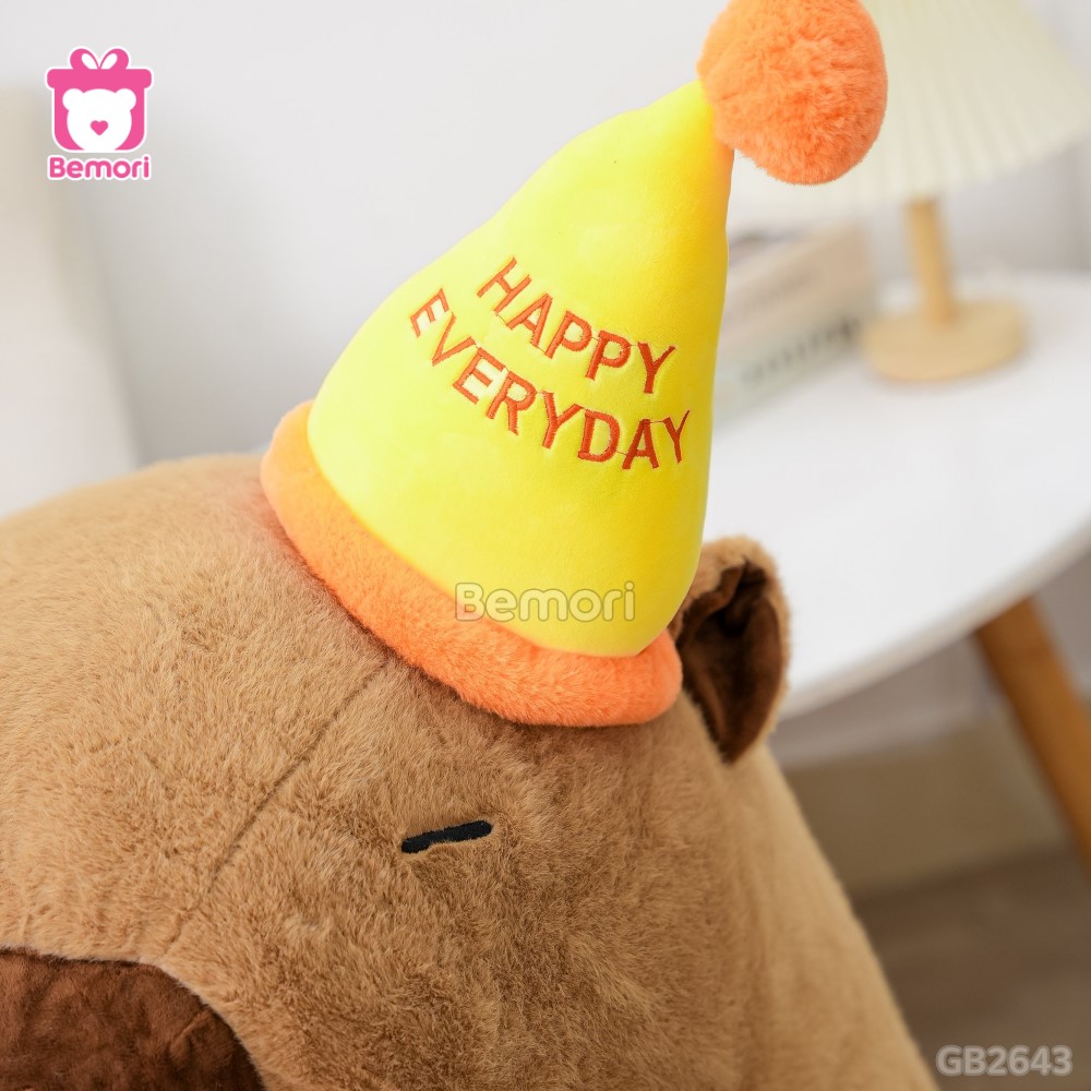 Gấu Bông Capybara Đội Mũ Happy Bigsize