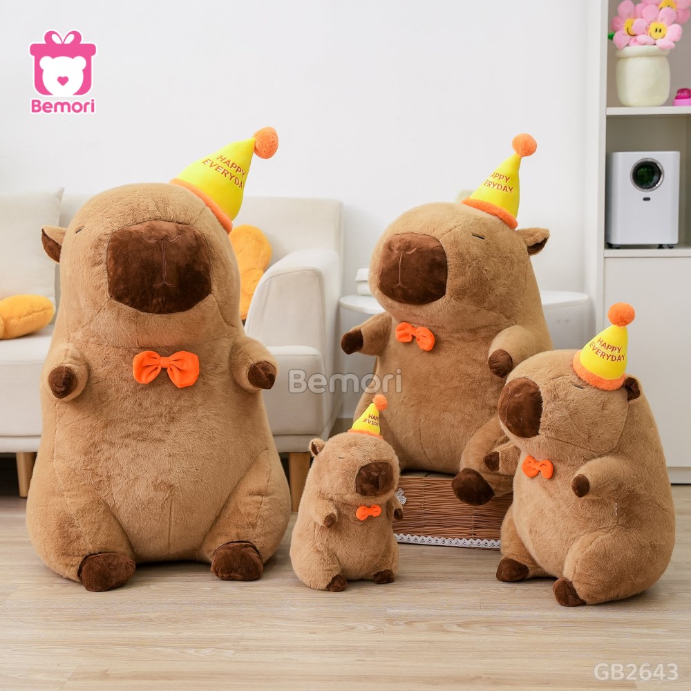 Gấu Bông Capybara Đội Mũ Happy Bigsize