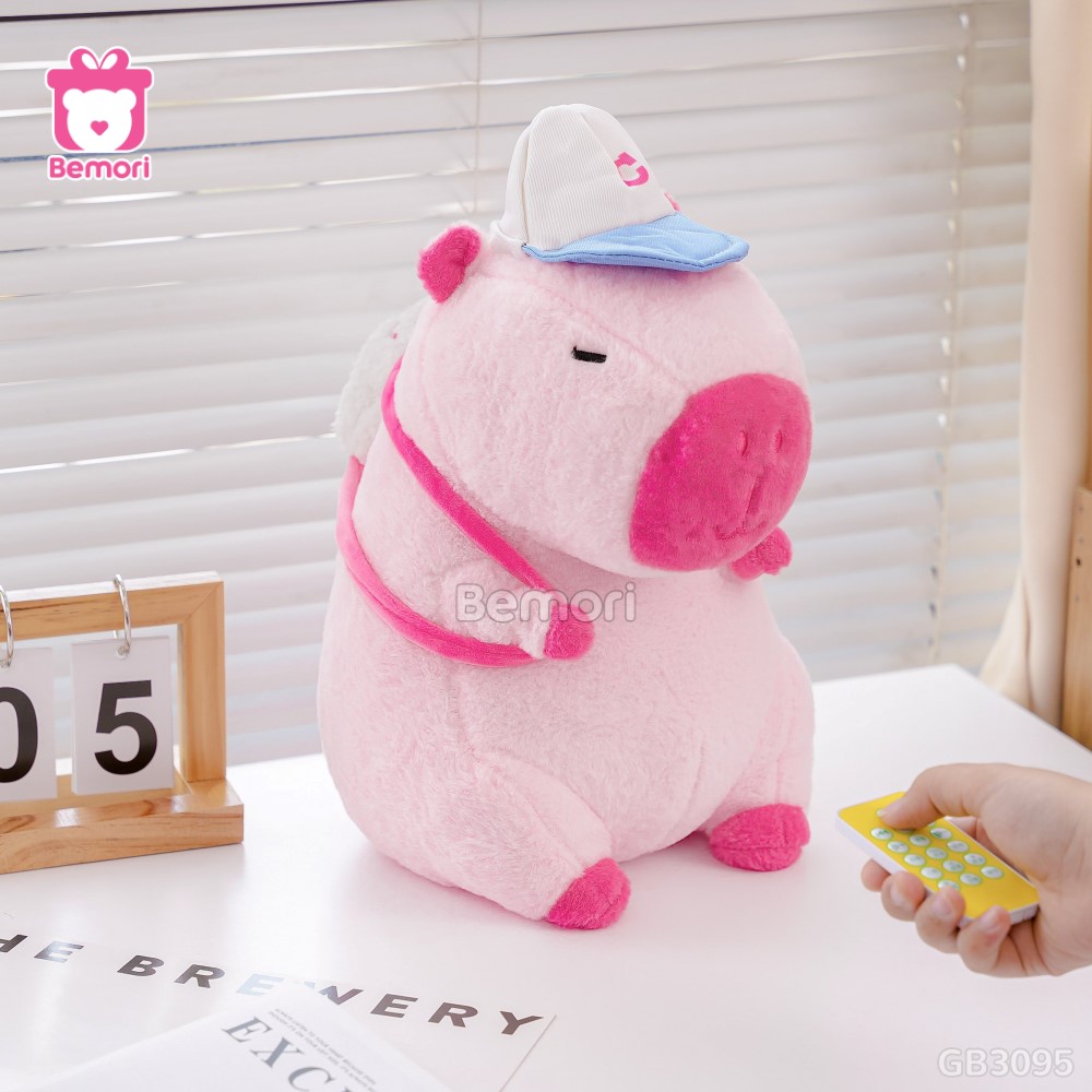 Gấu Bông Capybara Hồng Đeo Bóng