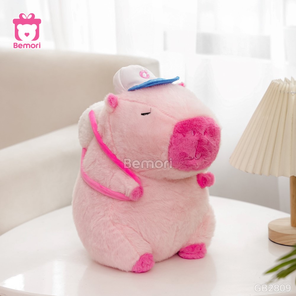 Gấu Bông Capybara Hồng Đeo Bóng đường may chắc chắn, tỉ mỉ