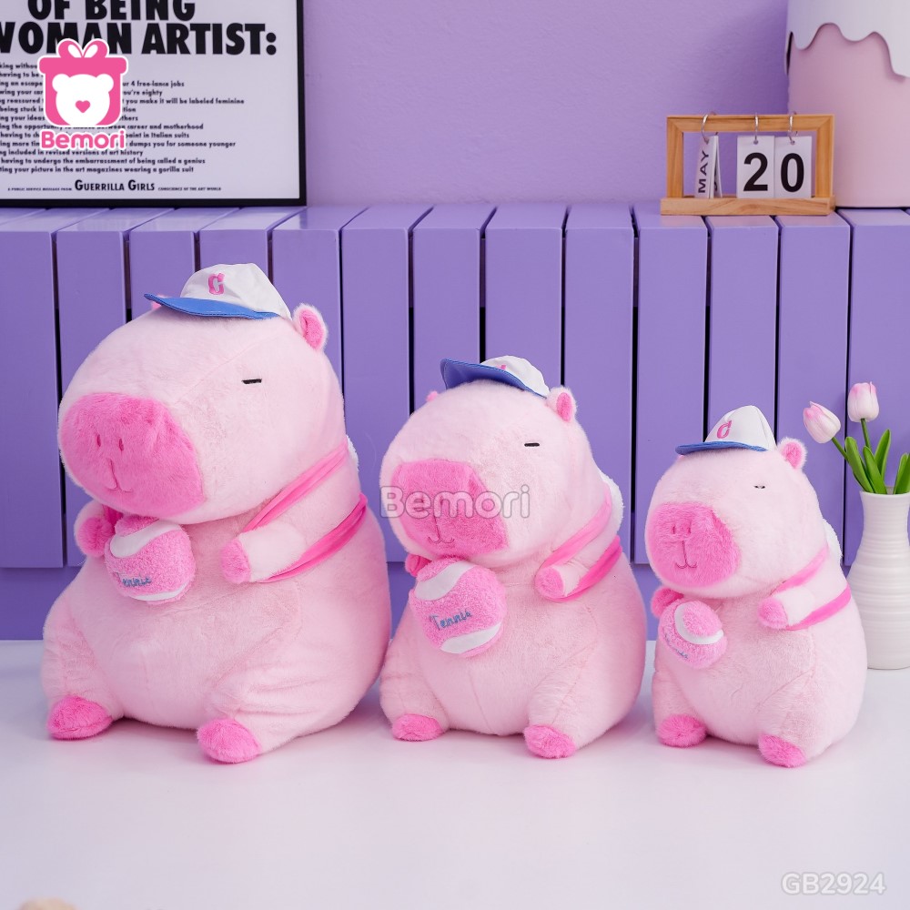 Gấu Bông Capybara Hồng Rút Bóng – Đeo Balo
