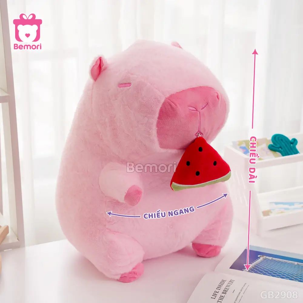 Cách đo kích thước của Gấu Bông Capybara Hồng Rút Dưa Hấu