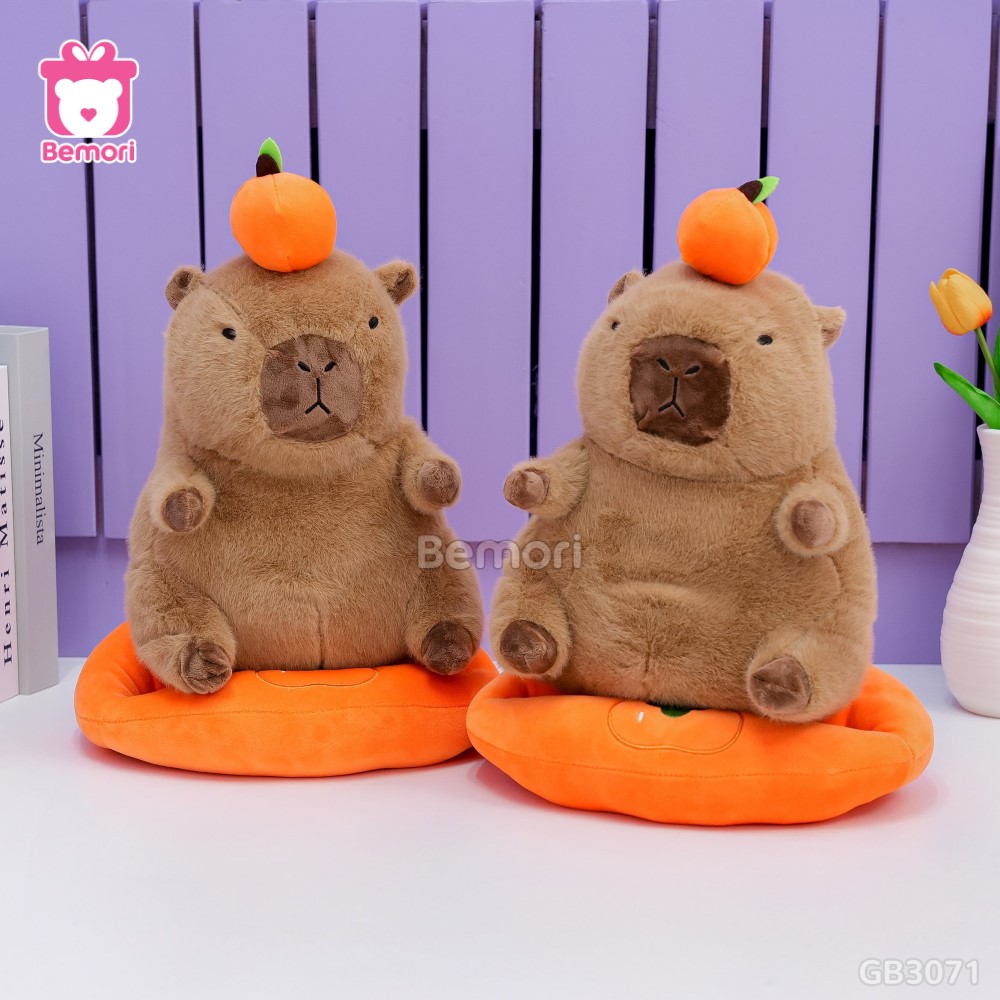 Gấu Bông Capybara Mặc Áo Quả Hồng có thể tháo rời áo