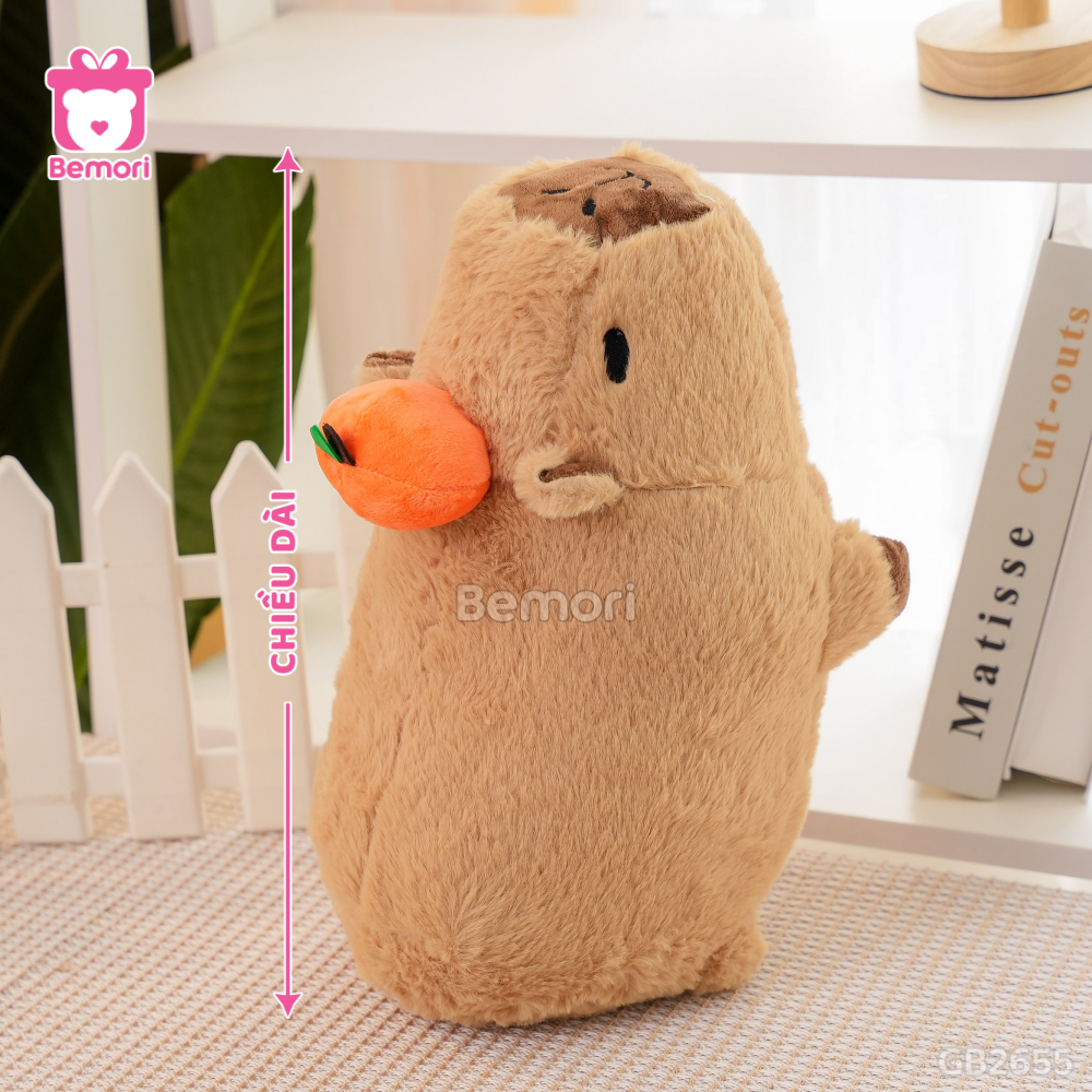 Gấu Bông Capybara Nằm Đội Quả Cam